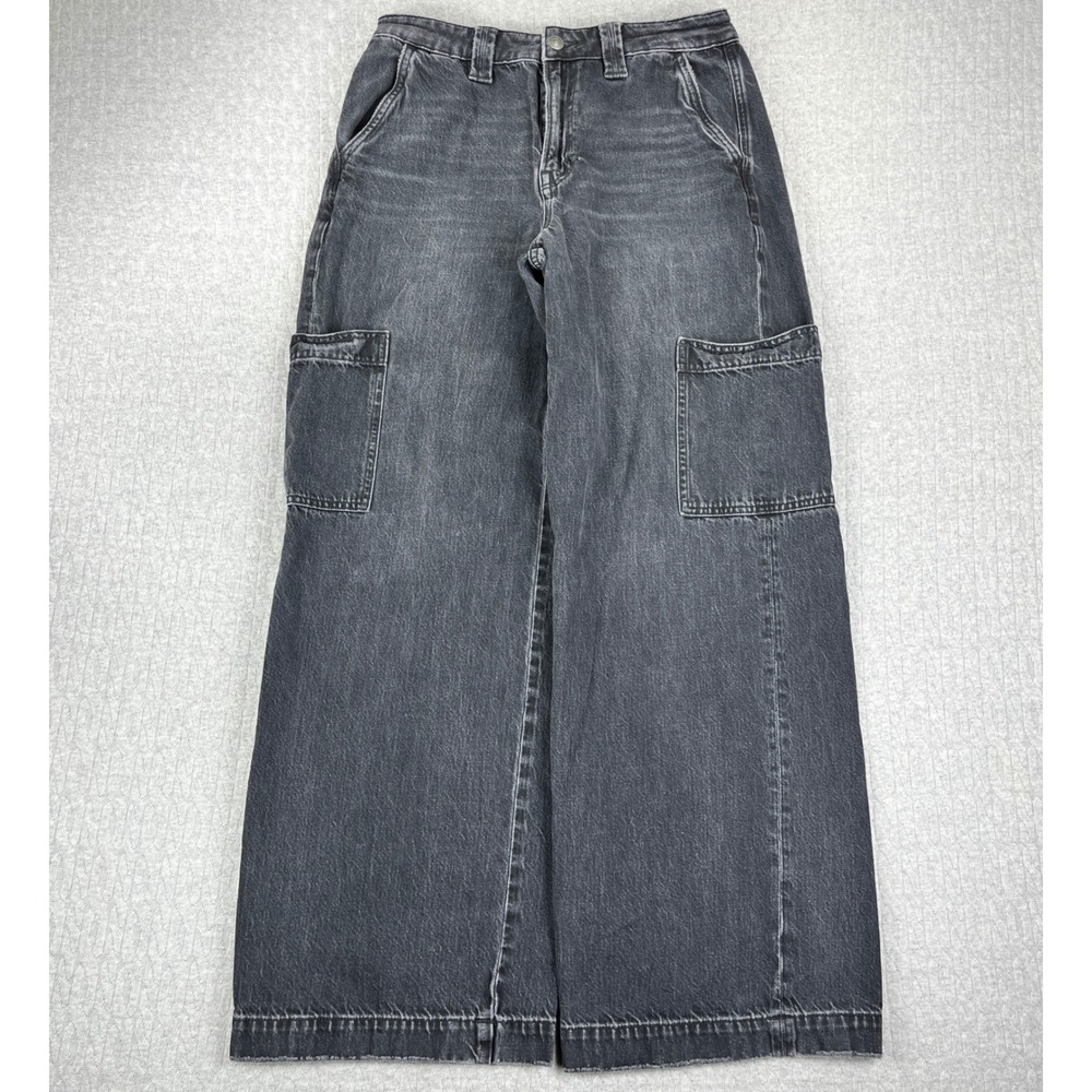 American Eagle Cargo Baggy Wide Leg Jeans Women 6/28X31 High Rise  Utility‎